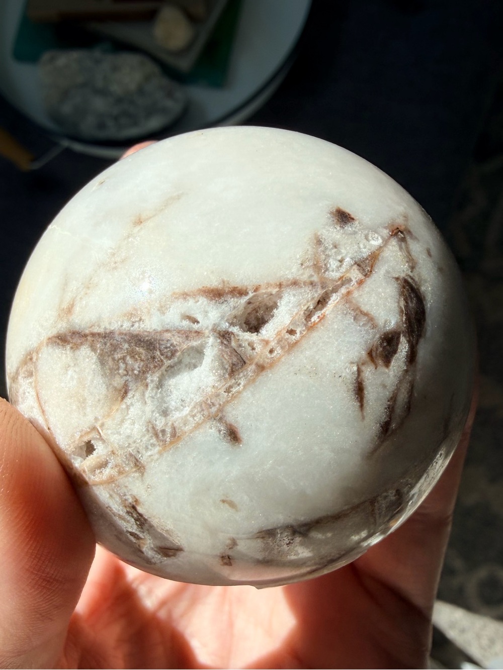 Dendritic Agate Sphere | Natural Crystal | Unique Druzy Inclusions - Picture 4 of 8